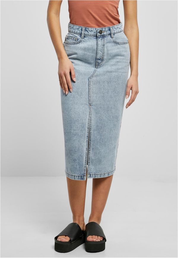 Urban Classics Women's midi denim skirt in a toned light blue wash