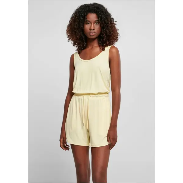 Urban Classics Women's modal jumpsuit with short sleeves, soft yellow