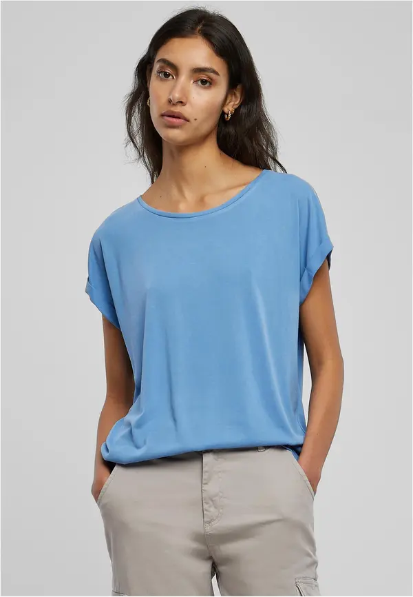 Urban Classics Women's modal T-shirt with extended shoulder horizontblue