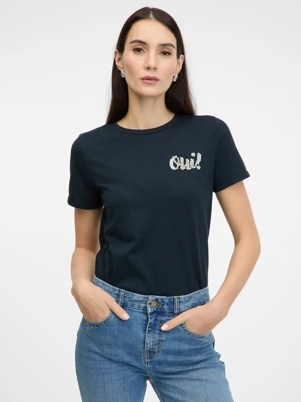 Orsay Women's Navy Blue Short Sleeve T-Shirt ORSAY - Women's