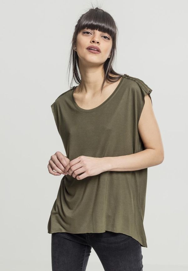 UC Ladies Women's Olive T-Shirt HiLo with Shoulder Zipper