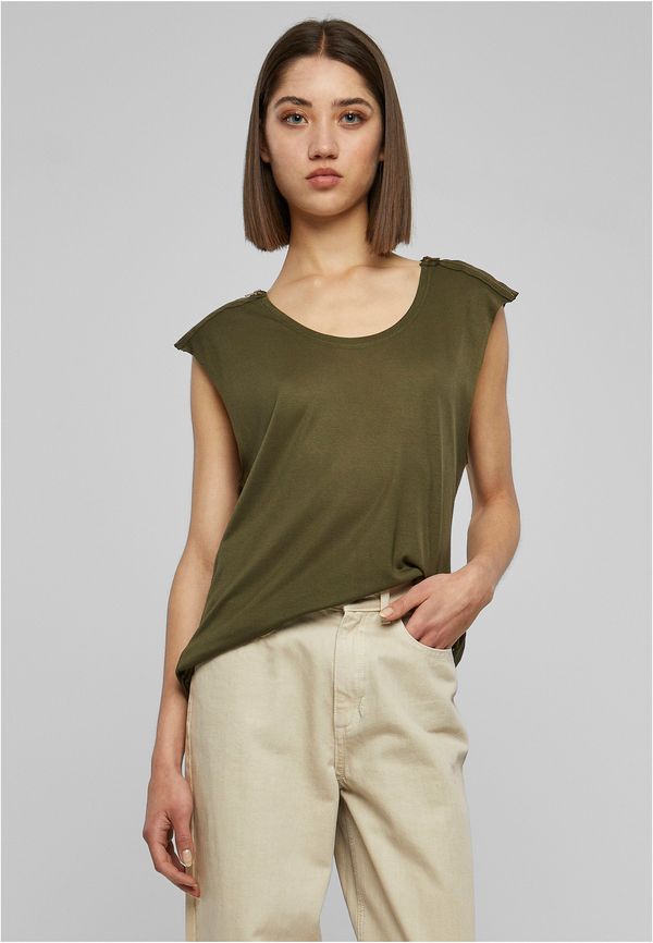 Urban Classics Women's Olive T-Shirt HiLo with Shoulder Zipper