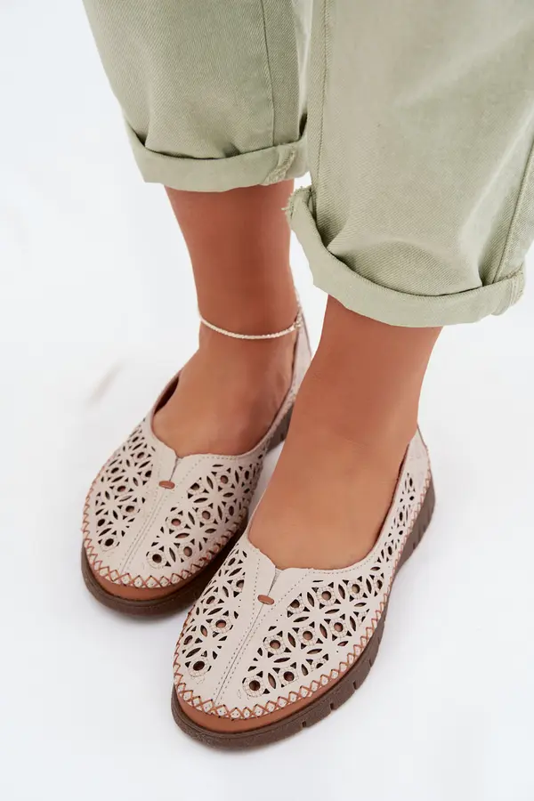 SERGIO LEONE Women's Openwork Ballerinas Made of Natural Leather Sergio Leone