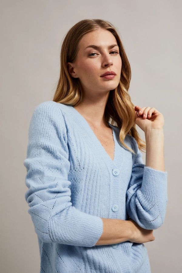 Moodo Women's openwork sweater MOODO - blue