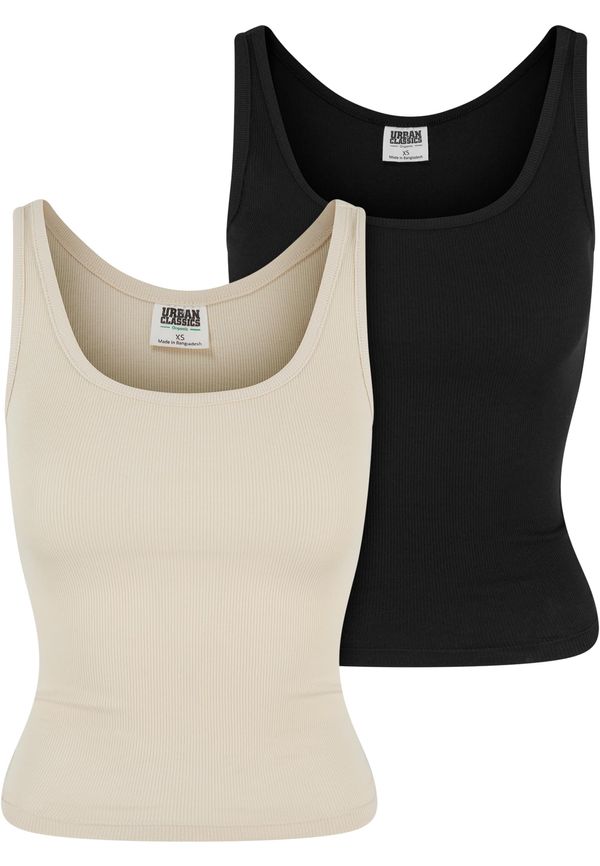 Urban Classics Women's Organic Basic Tank Top 2 Pack - White Sand + Black