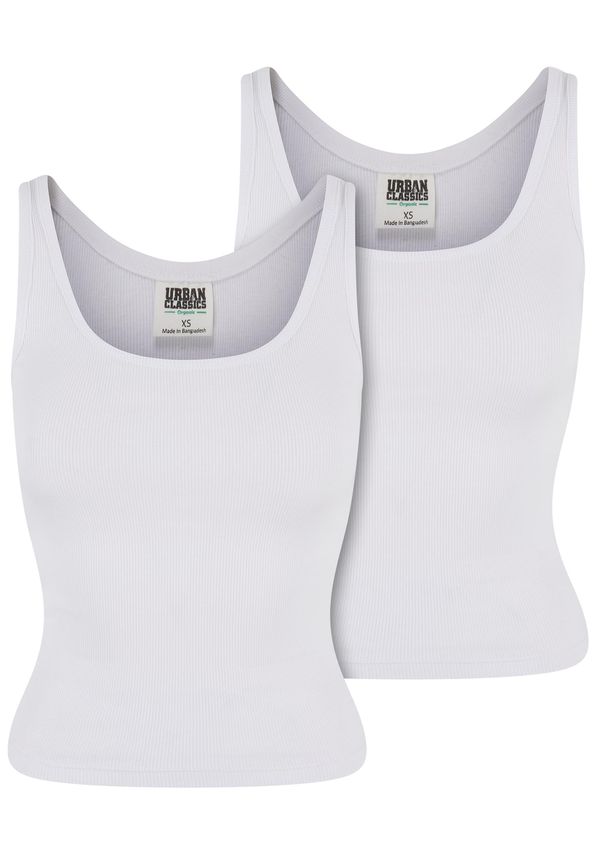 UC Ladies Women's Organic Basic Tank Top 2 Pack - White + White