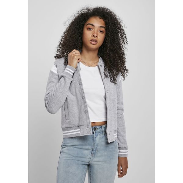 Urban Classics Women's Organic College Sweat Jacket Sweatshirt Grey/White