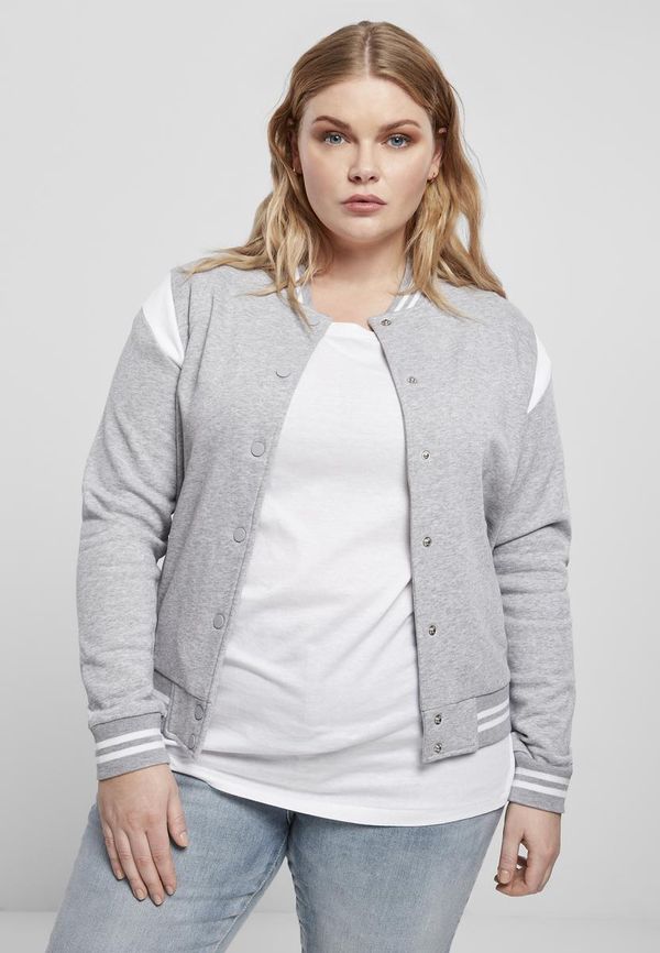 Urban Classics Women's Organic College Sweat Jacket Sweatshirt Grey/White