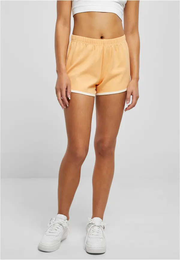 Urban Classics Women's Organic Interlock Retro Hotpants Paleo Orange/White Sand