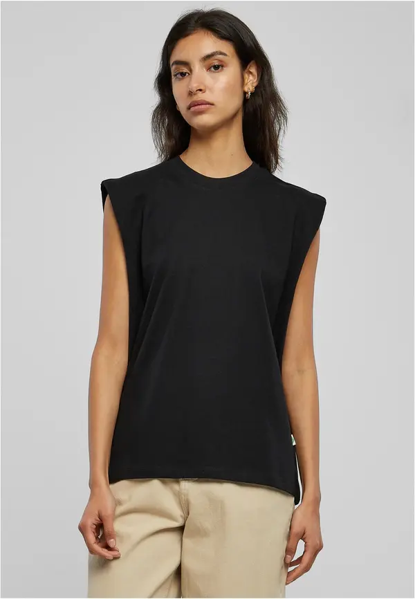 Urban Classics Women's organic tank top with heavy padded shoulder black