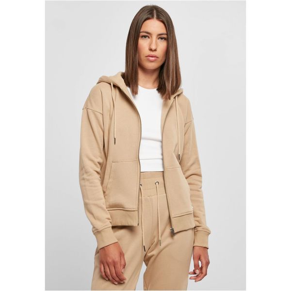 Urban Classics Women's organic terry hoodie with zipper in beige