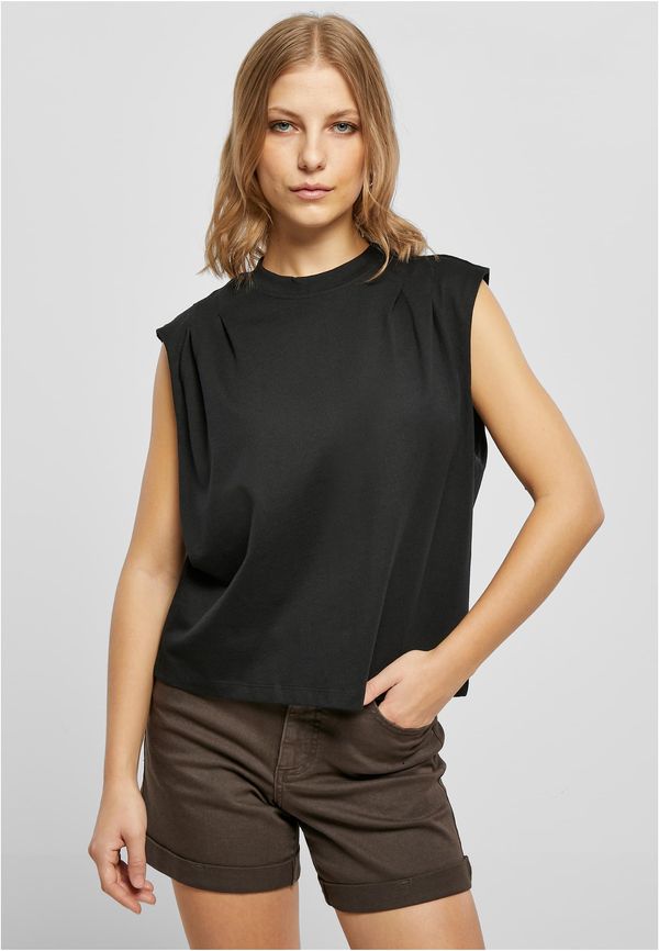 UC Ladies Women's organic top with heavy pleated shoulder in black