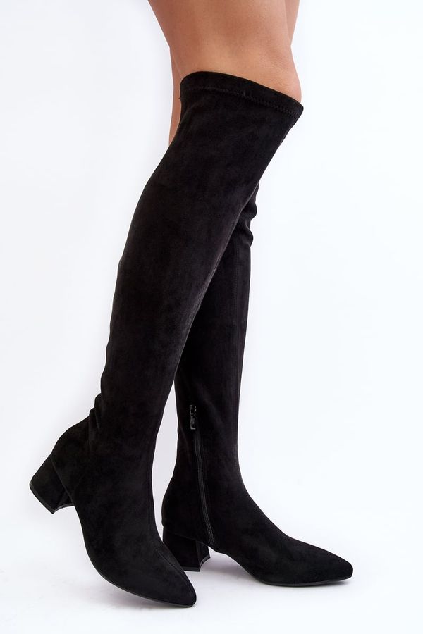 Kesi Women's over-the-knee boots with low heels black Maidna