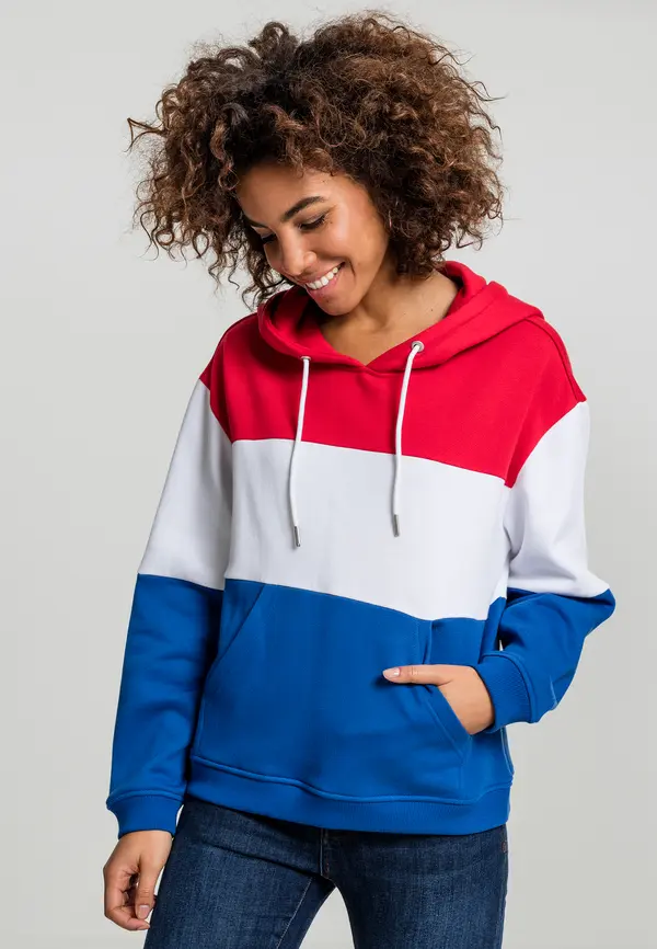 Urban Classics Women's Oversize 3-Tone Fiery Red/White/Royal