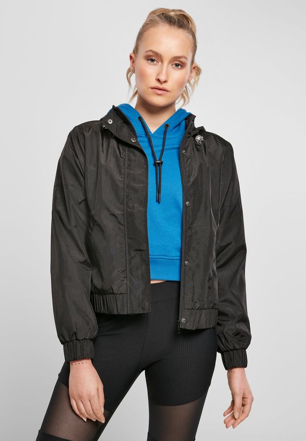 Urban Classics Women's Oversized Glossy Crinkle Nylon Jacket Black