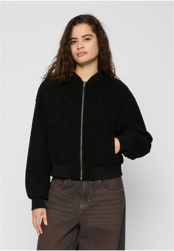 Urban Classics Women's Oversized Jacket Sherpa Bomber Jacket Black