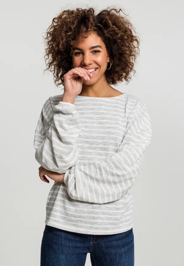 Urban Classics Women's oversized jumper with stripes gray/white