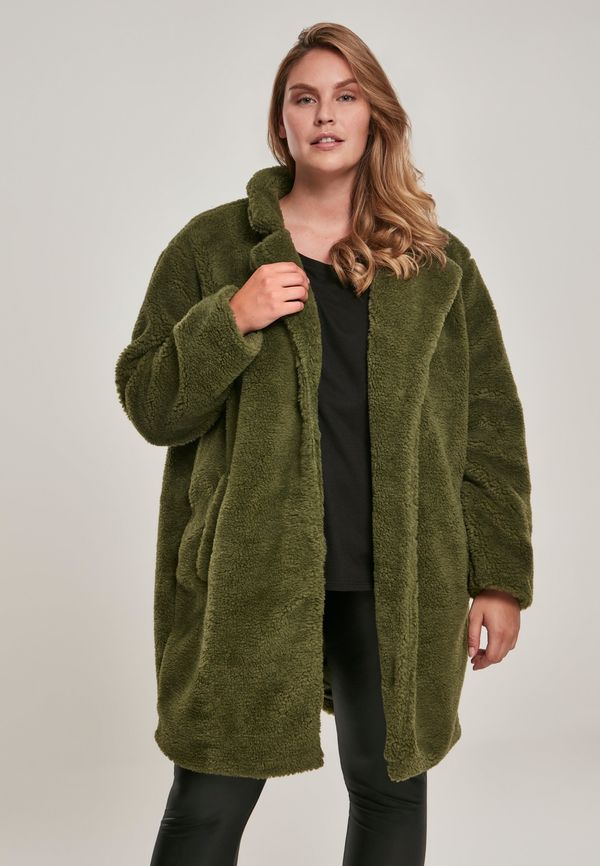 Urban Classics Women's Oversized Sherpa Coat Olive