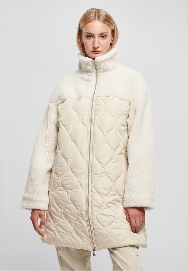 Urban Classics Women's Oversized Sherpa Quilted Coat softseagrass/white sand