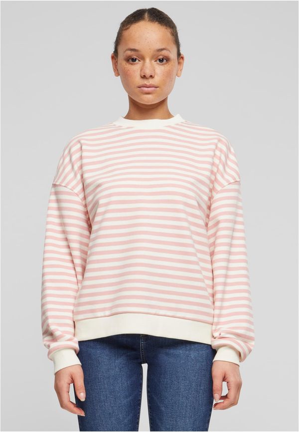 Urban Classics Women's Oversized Striped Sweatshirt - Pink/Cream