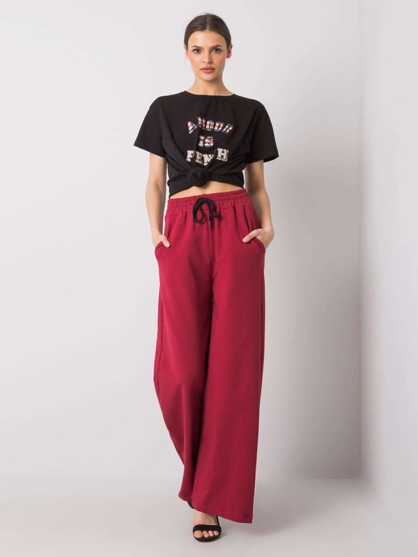 Fashionhunters Women's pants Fashionhunters Burgundy