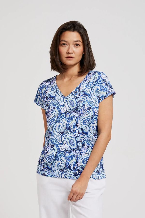 Moodo Women's patterned T-shirt MOODO - navy blue