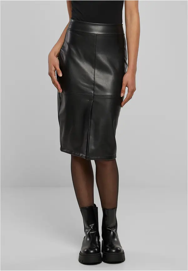 Urban Classics Women's pencil skirt made of synthetic leather black