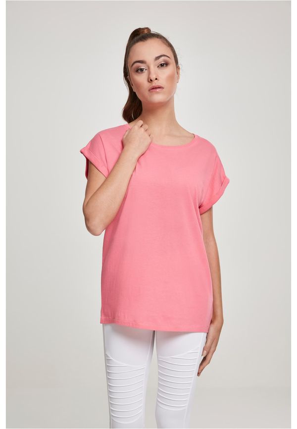 Urban Classics Women's pink grapefruit t-shirt with extended shoulder