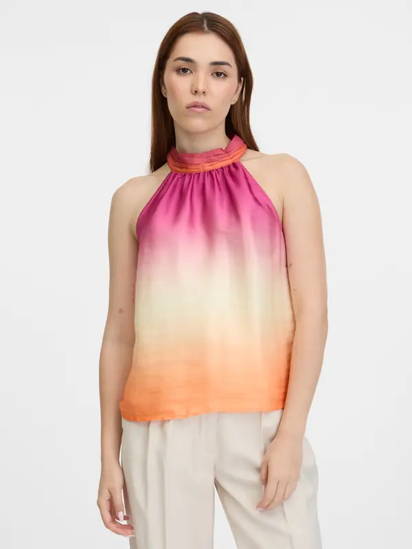 Orsay Women's pink-orange satin top ORSAY