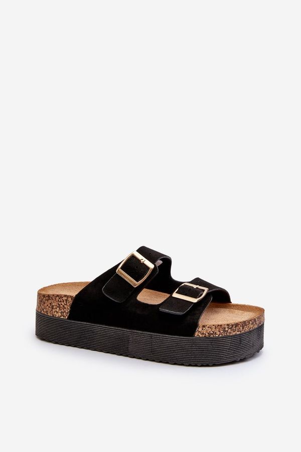 Kesi Women's Platform Slippers with Black Lolpey Buckles