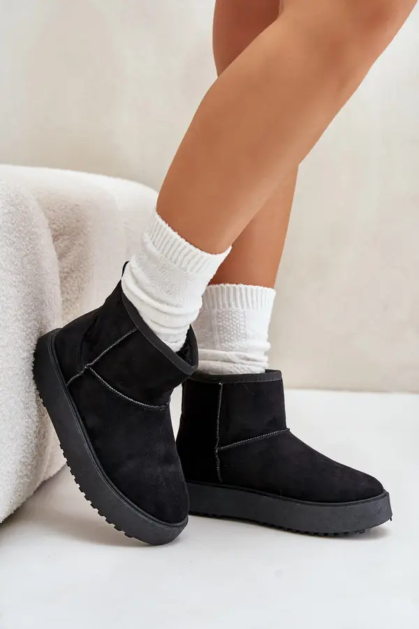 EVENTO Women's platform snow boots made of eco suede black Atteria