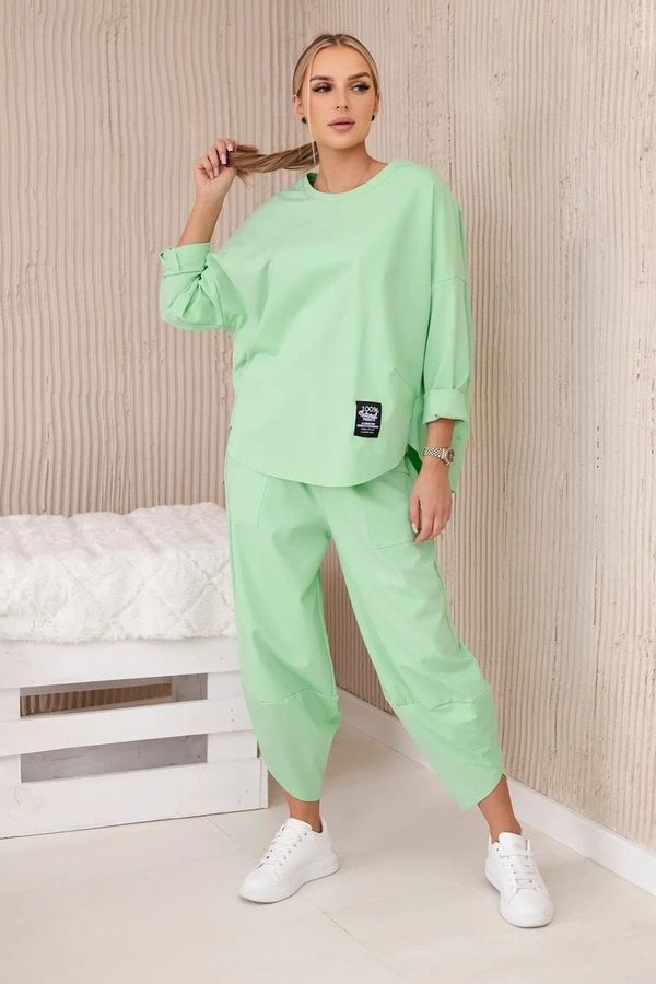 Kesi Women's Punto Sweatshirt + Pants Set - Pastel Green