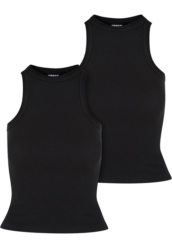 UC Ladies Women's Racer Back Rib Tank Top - 2 Pack Black+Black