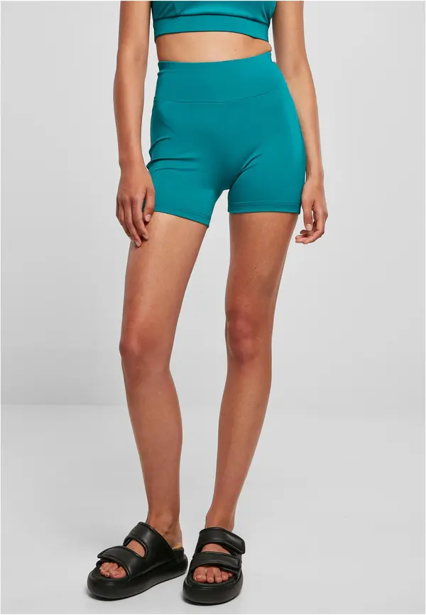 Urban Classics Women's Recycled High Waist Cycle Hot Pants - Watergreen