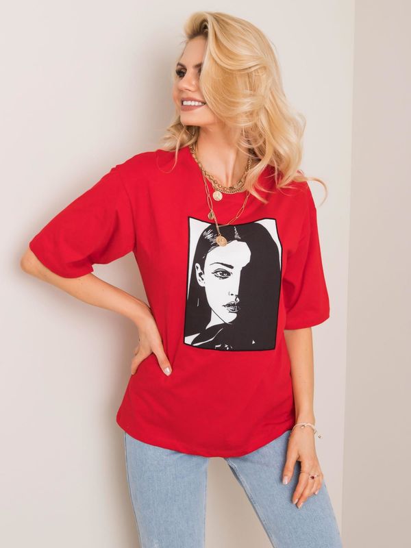 Fashionhunters Women's red T-shirt RUE PARIS