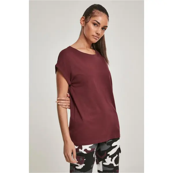 Urban Classics Women's red T-shirt with an extended shoulder