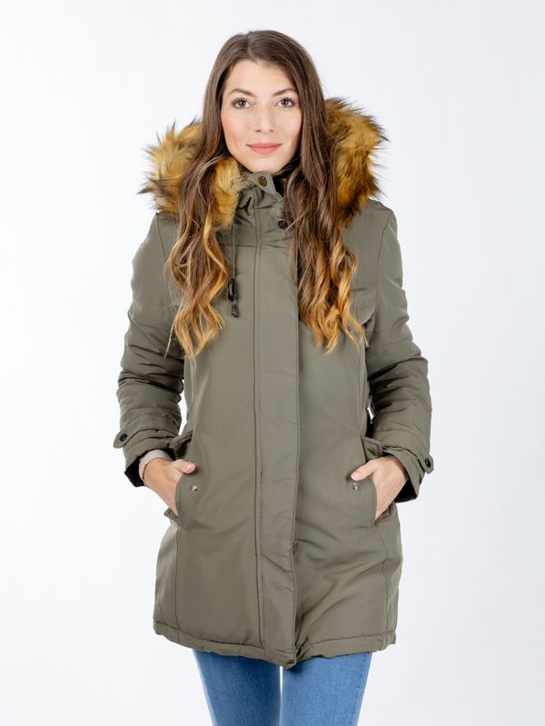 Glano Women's reversible winter parka GLANO - light green/black