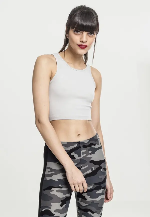 Urban Classics Women's Rib Cropped Top in Grey