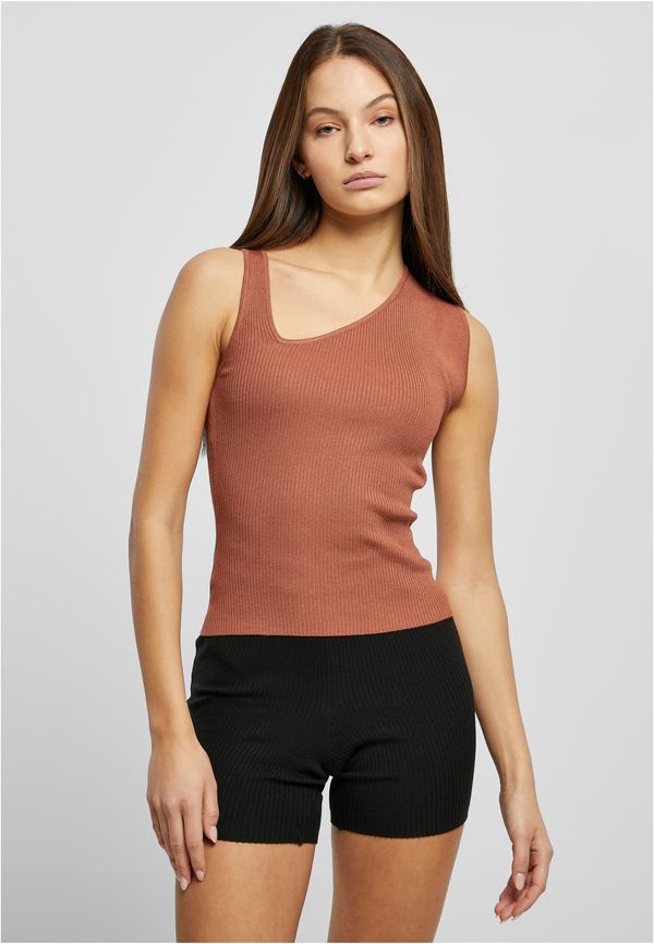 UC Ladies Women's rib knit asymmetrical terracotta top