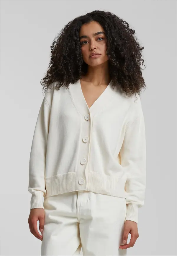 Urban Classics Women's ribbed cardigan with buttons cream