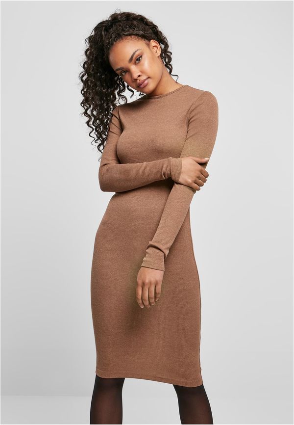 UC Ladies Women's ribbed dress URBAN CLASSICS - brown