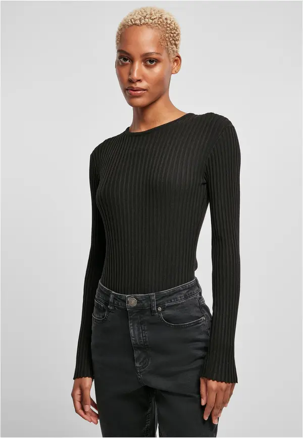 Urban Classics Women's ribbed knit with long sleeves black