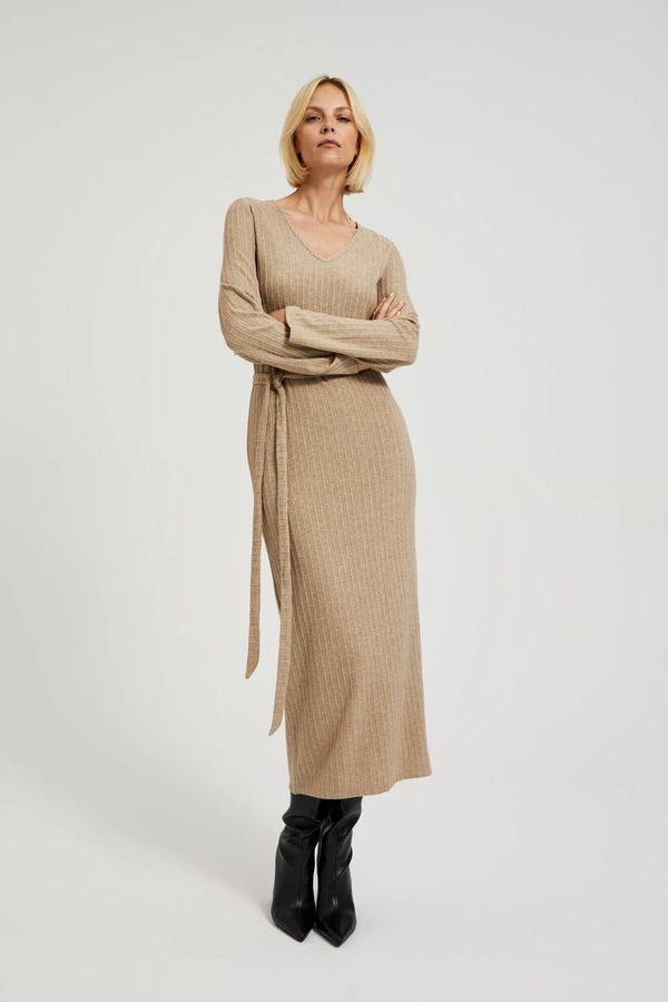 Moodo Women's ribbed midi dress MOODO - beige