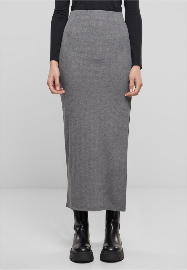 Urban Classics Women's ribbed skirt with high slit gray