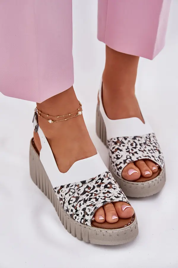 ARTIKER Womens Sandals Made Of Natural Leather On Wedge White Artiker