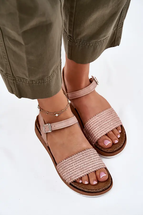 Inblu Women's Sandals With Braiding On Strap Pink Inblu