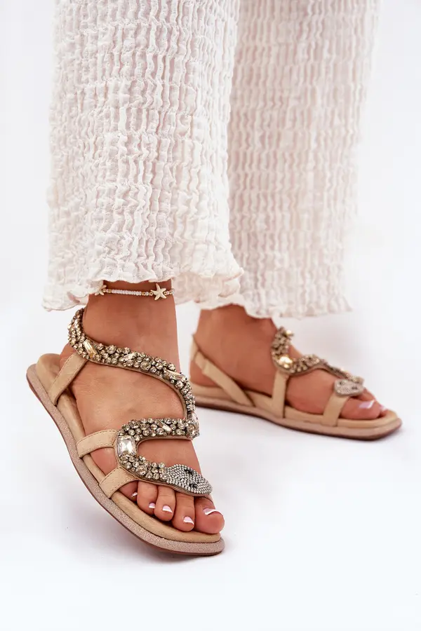 ARTIKER Women's Sandals With Decoration Snake Eco Suede Artiker Beige