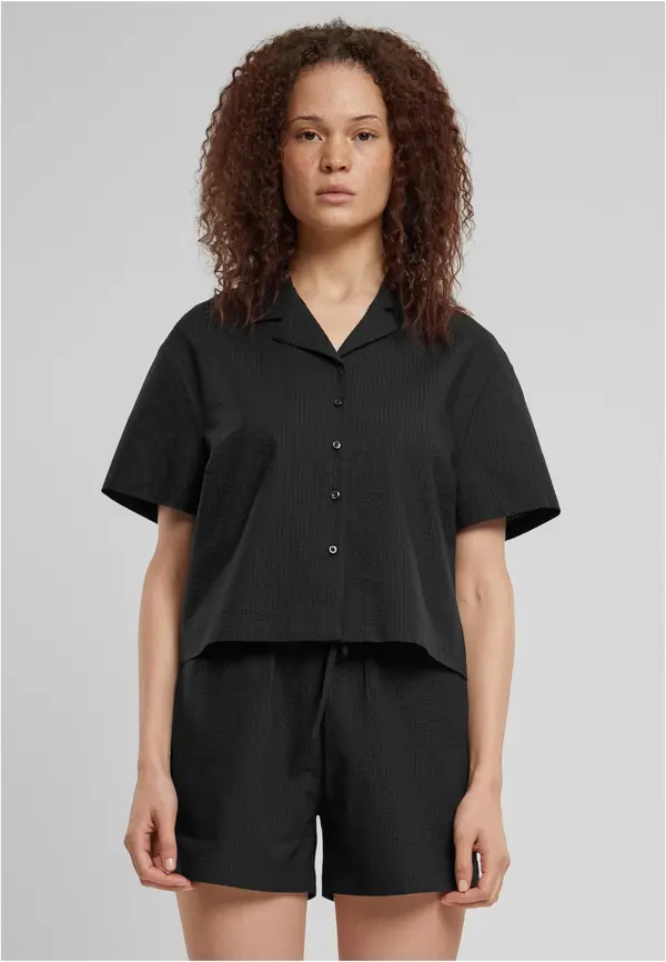 Urban Classics Women's Seersucker shirt - black