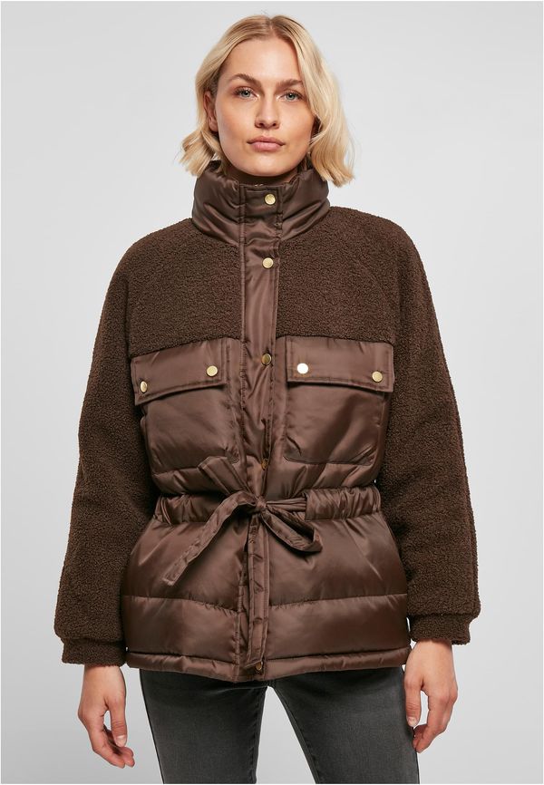 Urban Classics Women's Sherpa Mix Puffer Jacket Brown