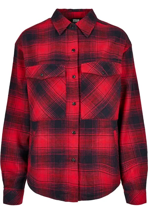 Urban Classics Women's Shirt Check Overshirt Navy Blue/Red